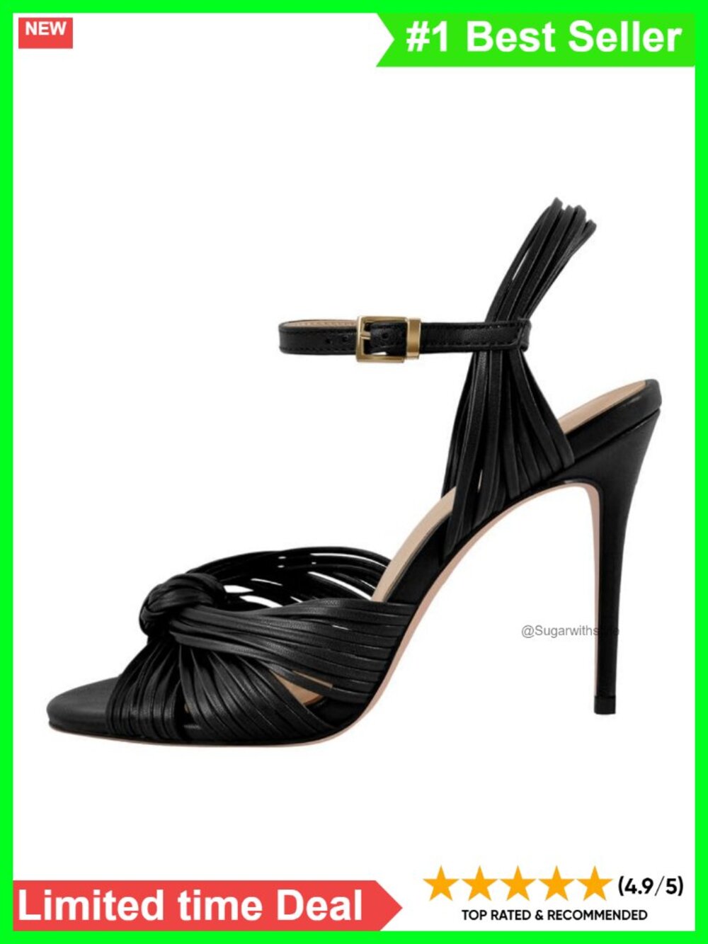 Women's Strappy Stiletto Heel Sandals Braided Knot Ankle Strap Open Toe